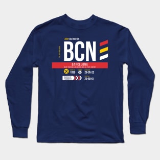 Vintage Barcelona BCN Airport Code Travel Day Retro Air Travel Long Sleeve T-Shirt